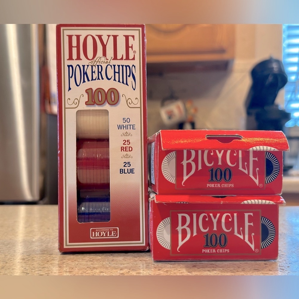 Hoyle Official Poker Chips Set of 100 (1)  & Bicycle 100 Poker Chips (2)  300ttl